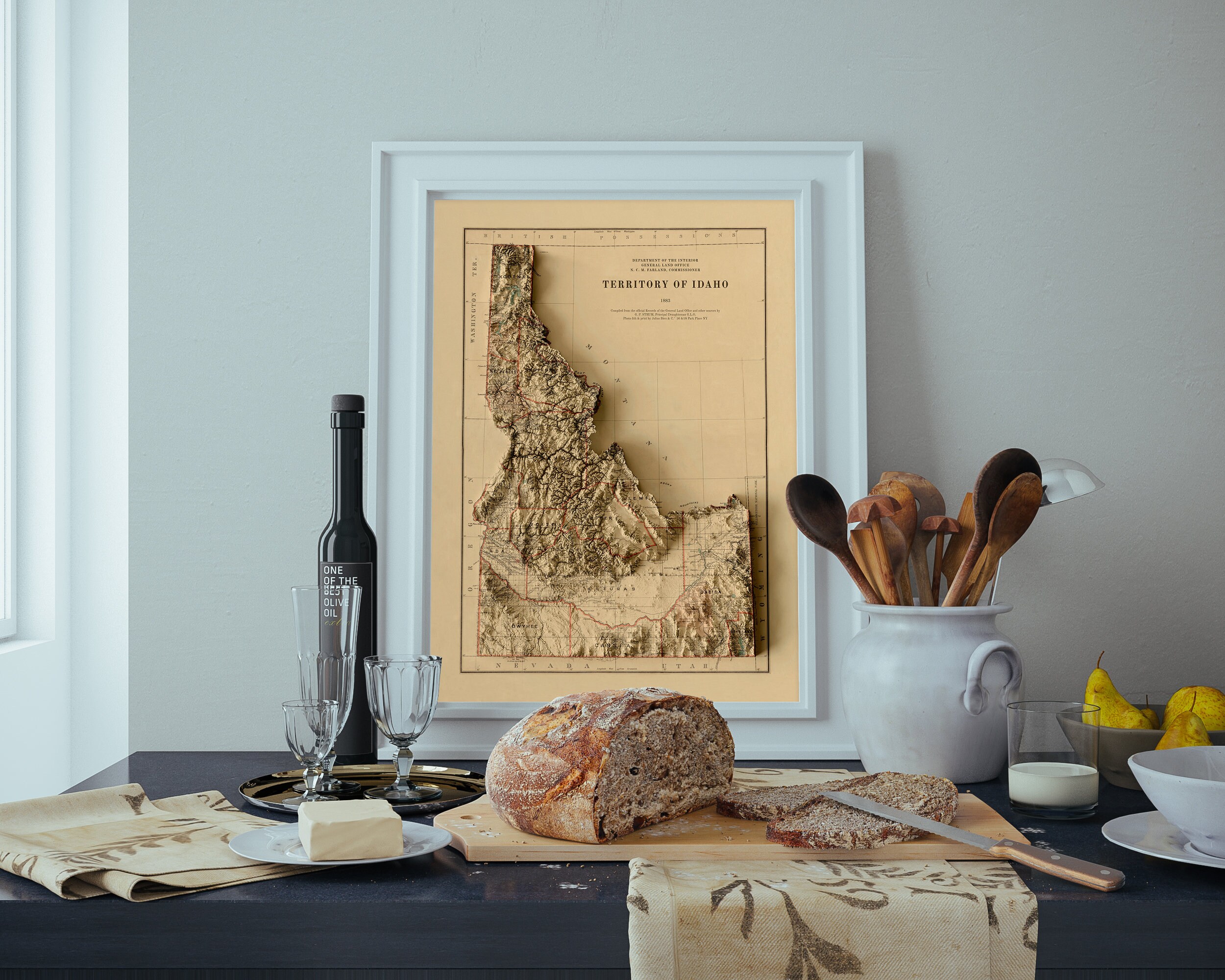 Idaho Map Idaho Relief Map Idaho Print Idaho Vintage Map Idaho Old Map