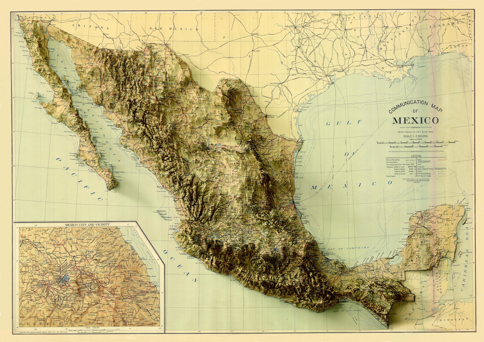 Mapa de México Mapa de relieve de México Mapa méxico | Etsy