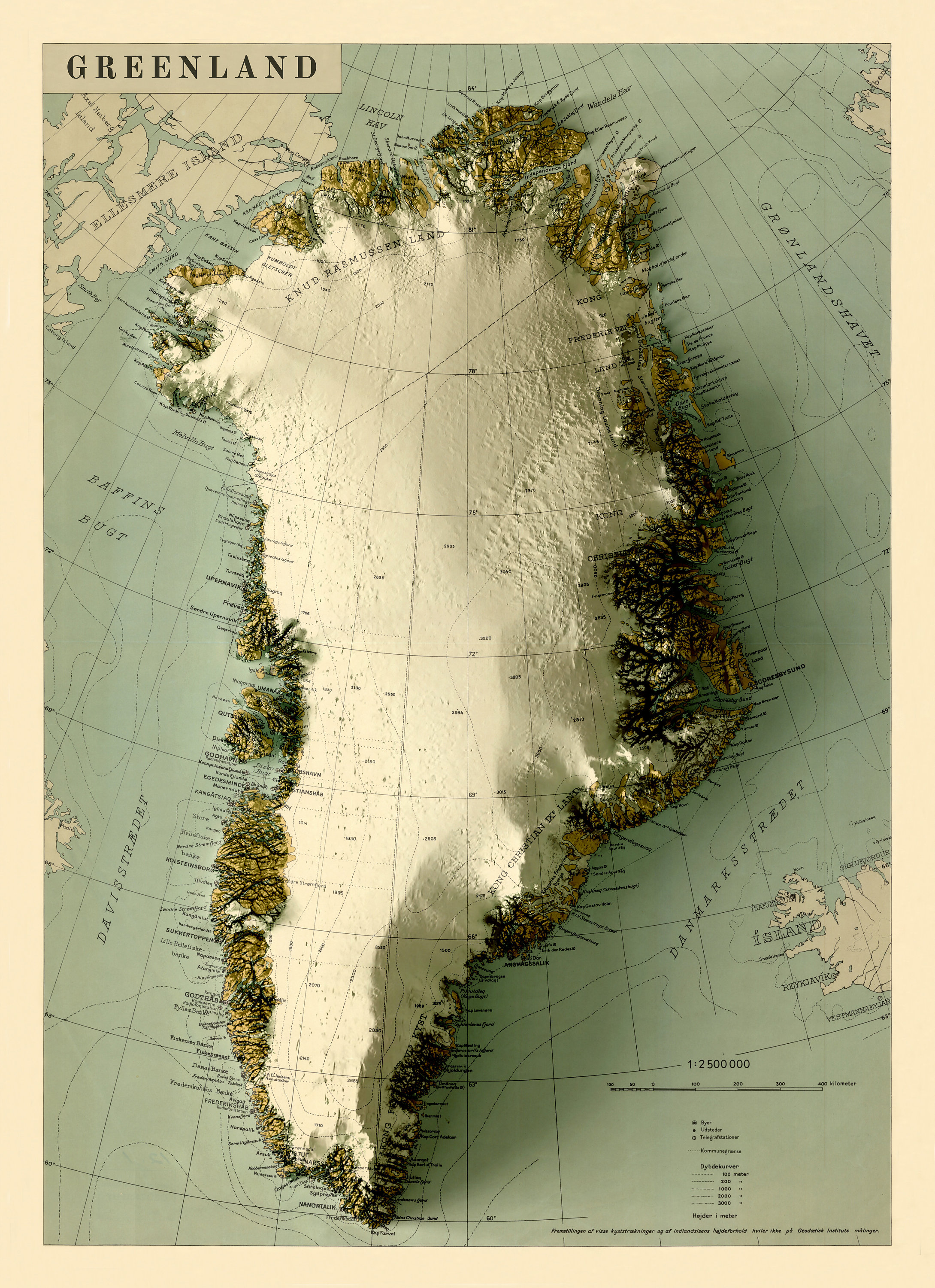 greenland-map-greenland-relief-map-denmark-map-greenland-etsy-uk