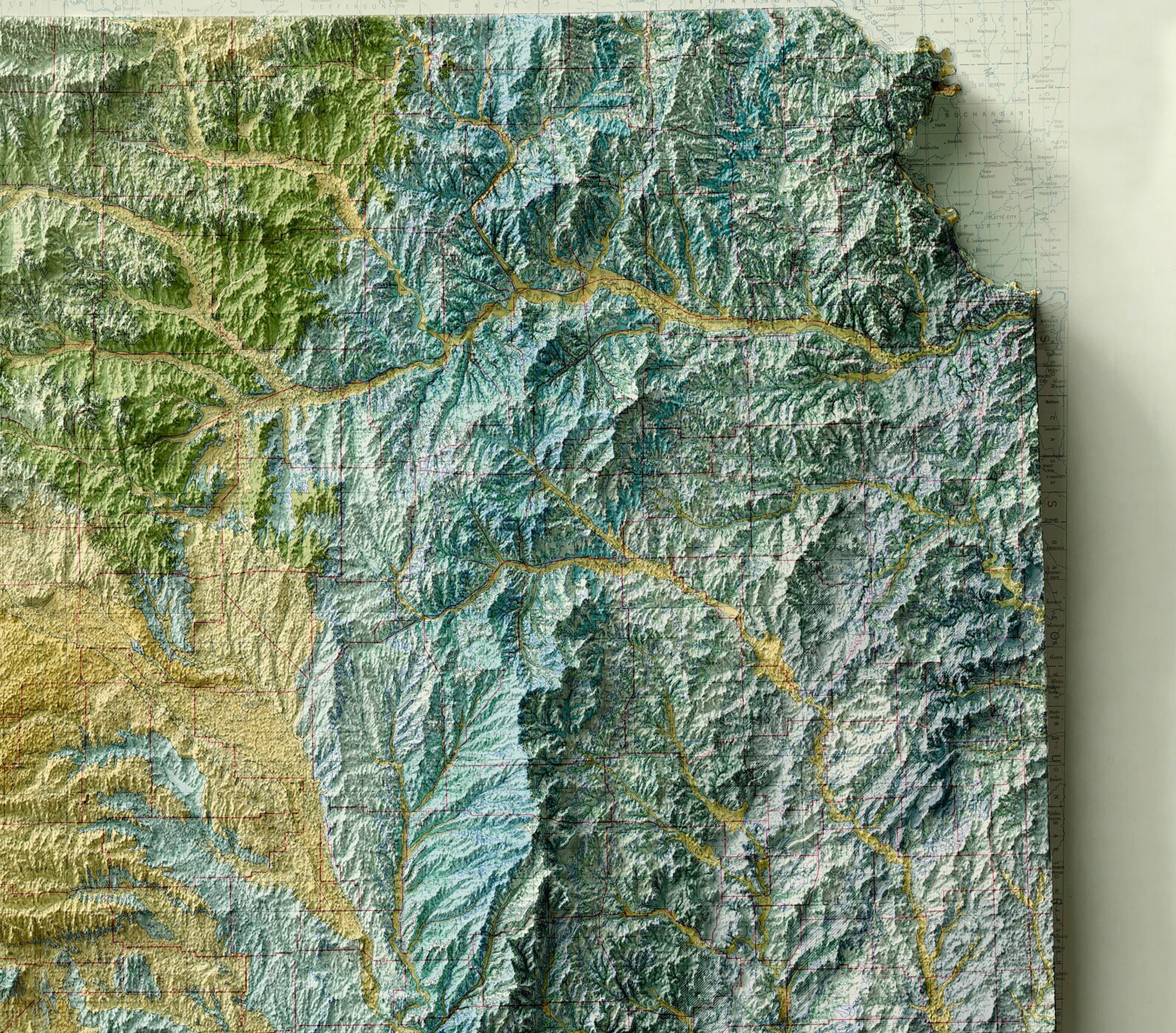 Kansas Rocks Map Kansas Geological Vintage Relief Map, Based on 1937 Original | Kansas ...