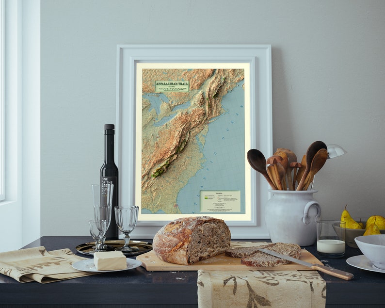 Appalachian Trail Map, Appalachian Trail Shaded Relief Map, Appalachian