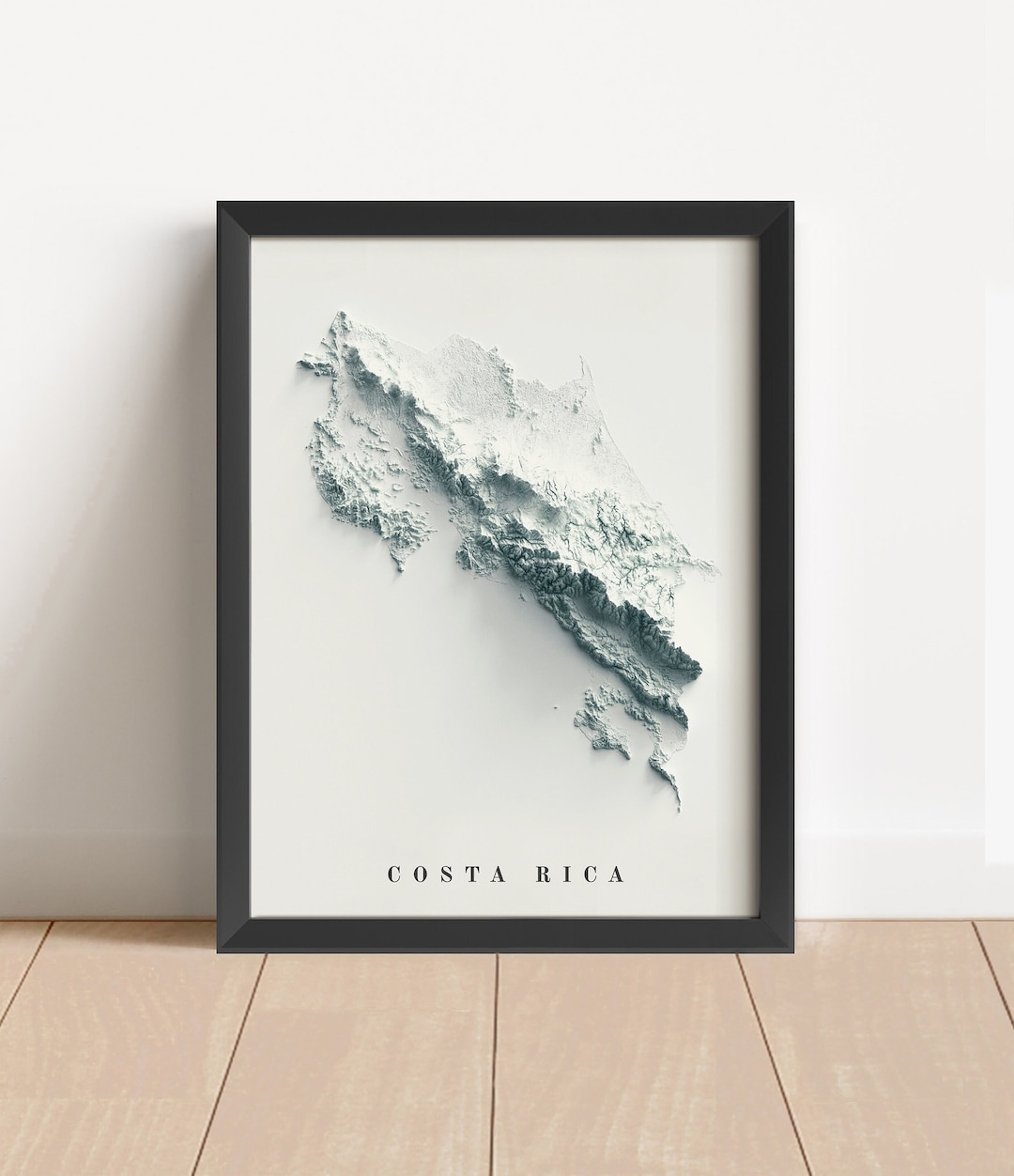 Costa Rica Map, Costa Rica Relief Map, Costa Rica Wall Decor, Costa Rica Minimalist Map, Costa