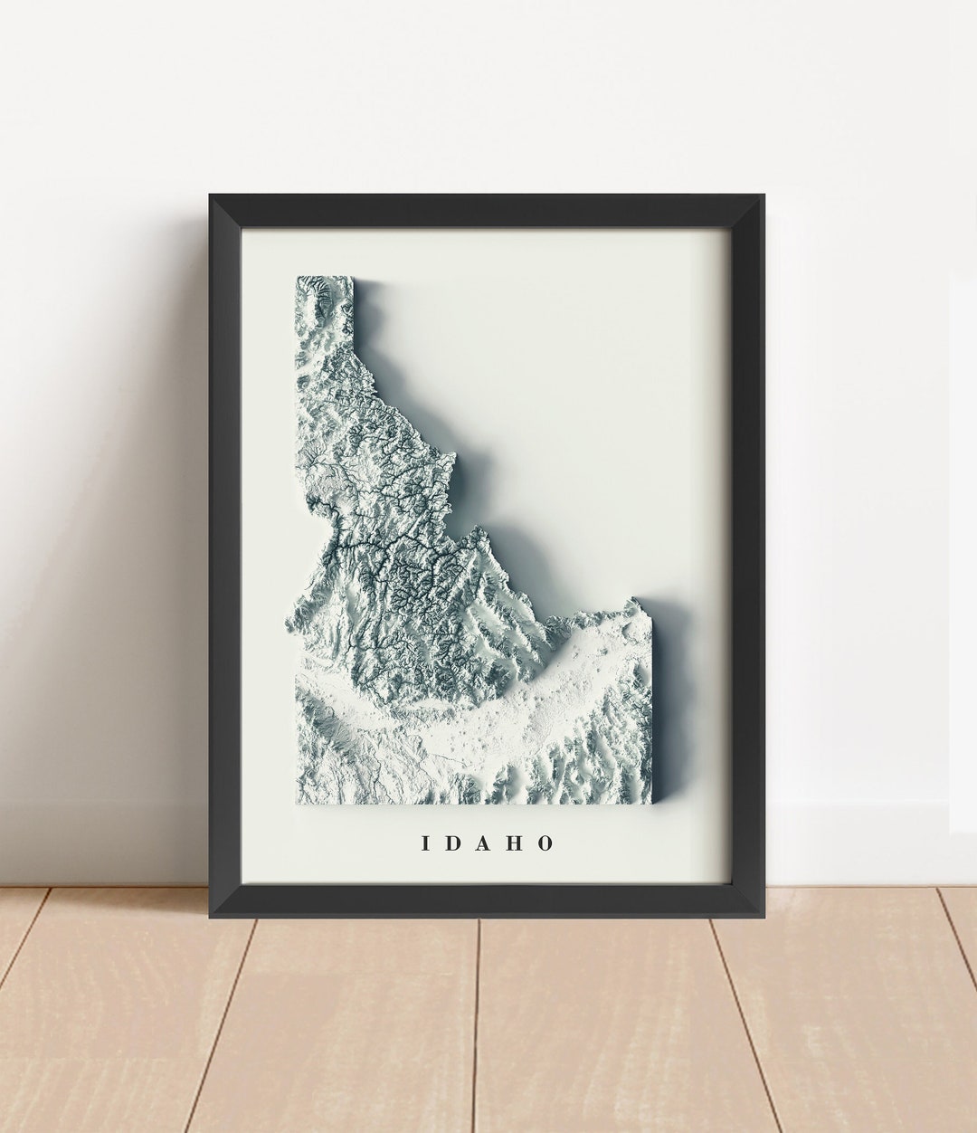 Idaho Minimalist Relief Map | Idaho Wall Art | Idaho Framed Print ...