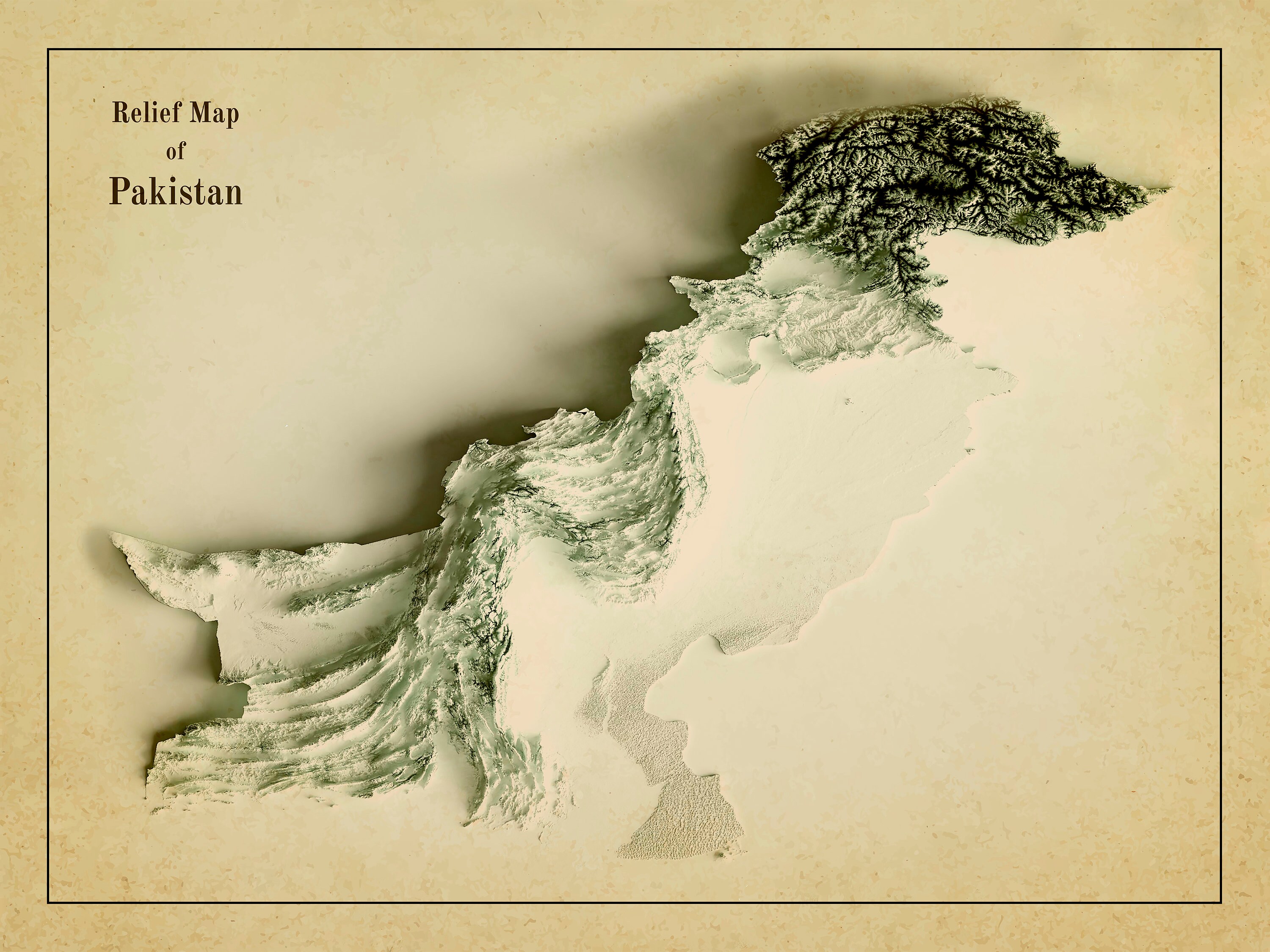Pakistan Map Pakistan Relief Map Pakistan Topo Map - Etsy Finland