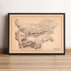 Bulgarien Karte, Bulgarien Reliefkarte, Bulgarien Wanddekor, Bulgarien Minimalistische Karte, Bulgarien Poster - 2D FLACHPOSTER