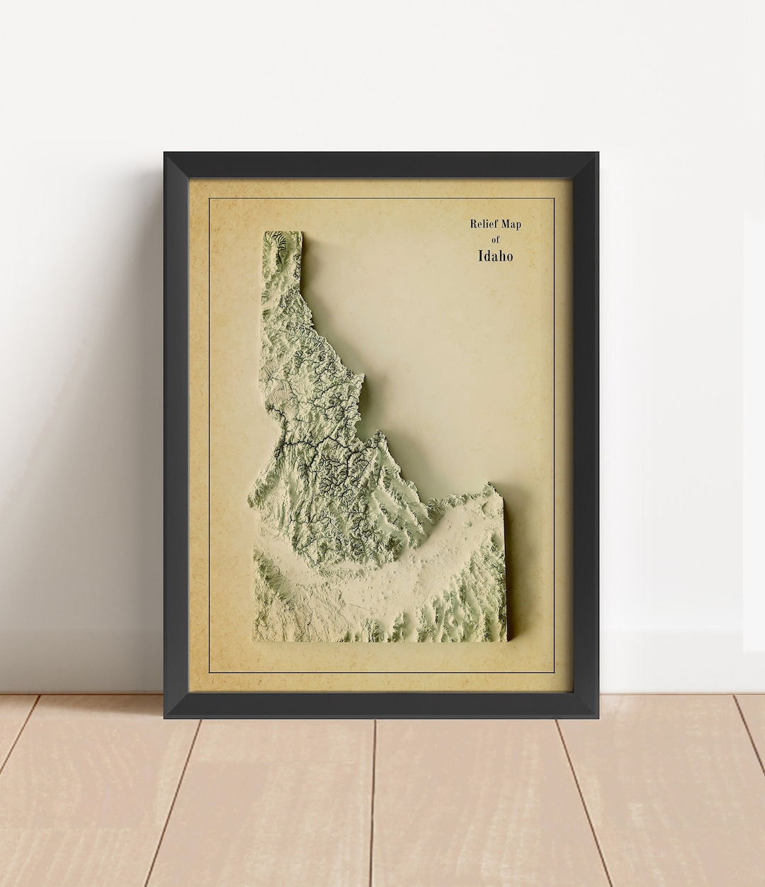 Idaho Minimalist Relief Map | Idaho Wall Art | Idaho Framed Print ...