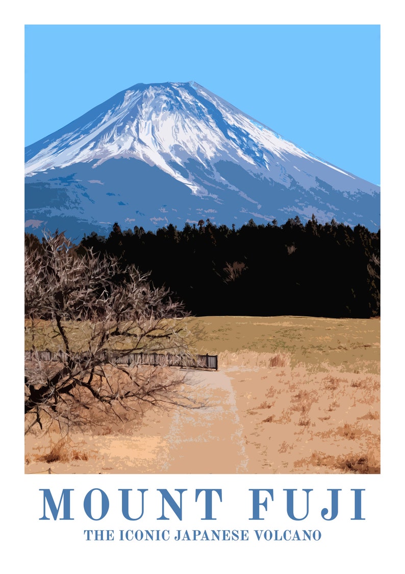 Mount Fuji Japan Travel Poster Mt Fuji Printable Art Japan | Etsy