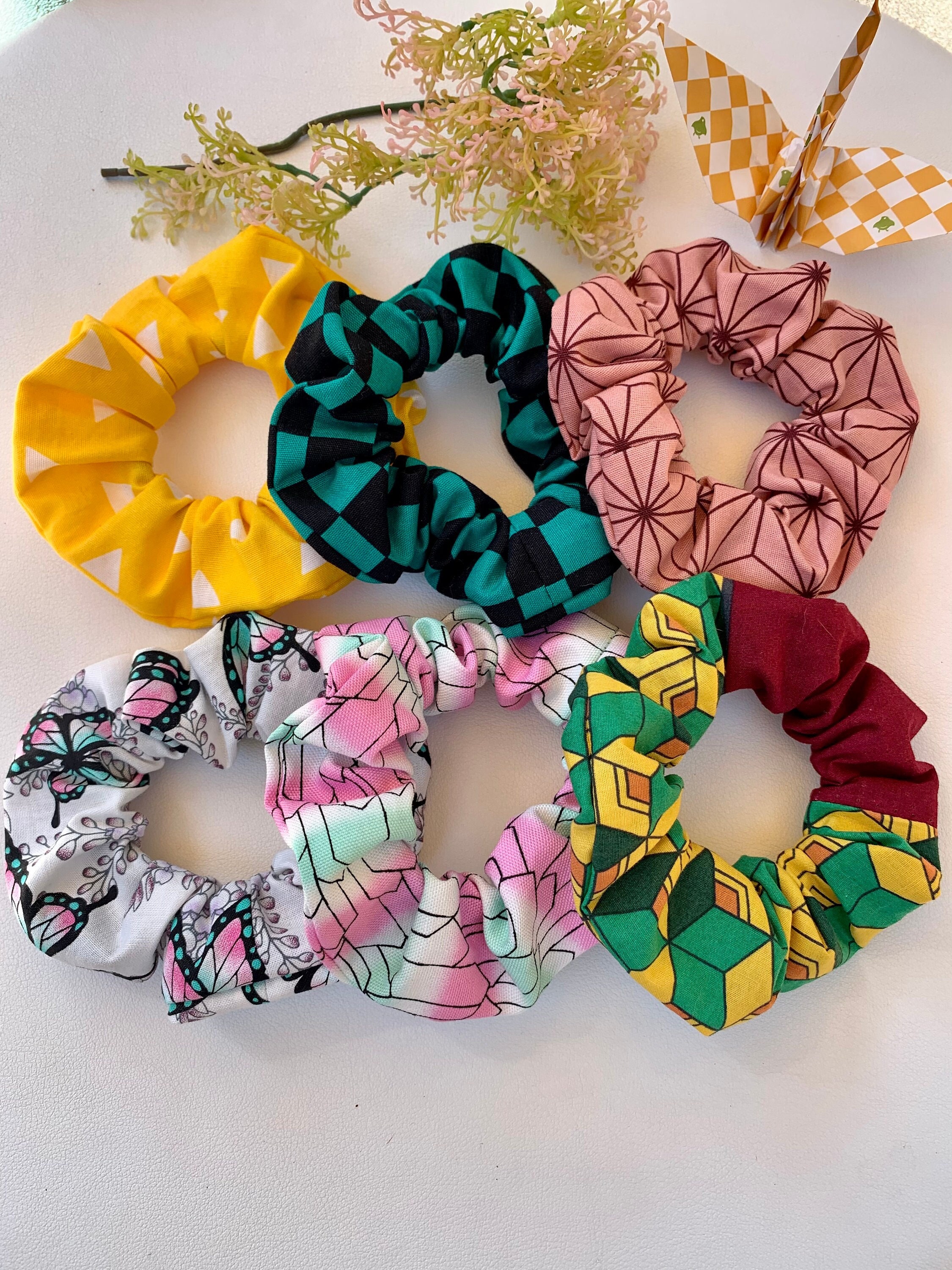 Japanese anime Kimetsu inspired Scrunchies