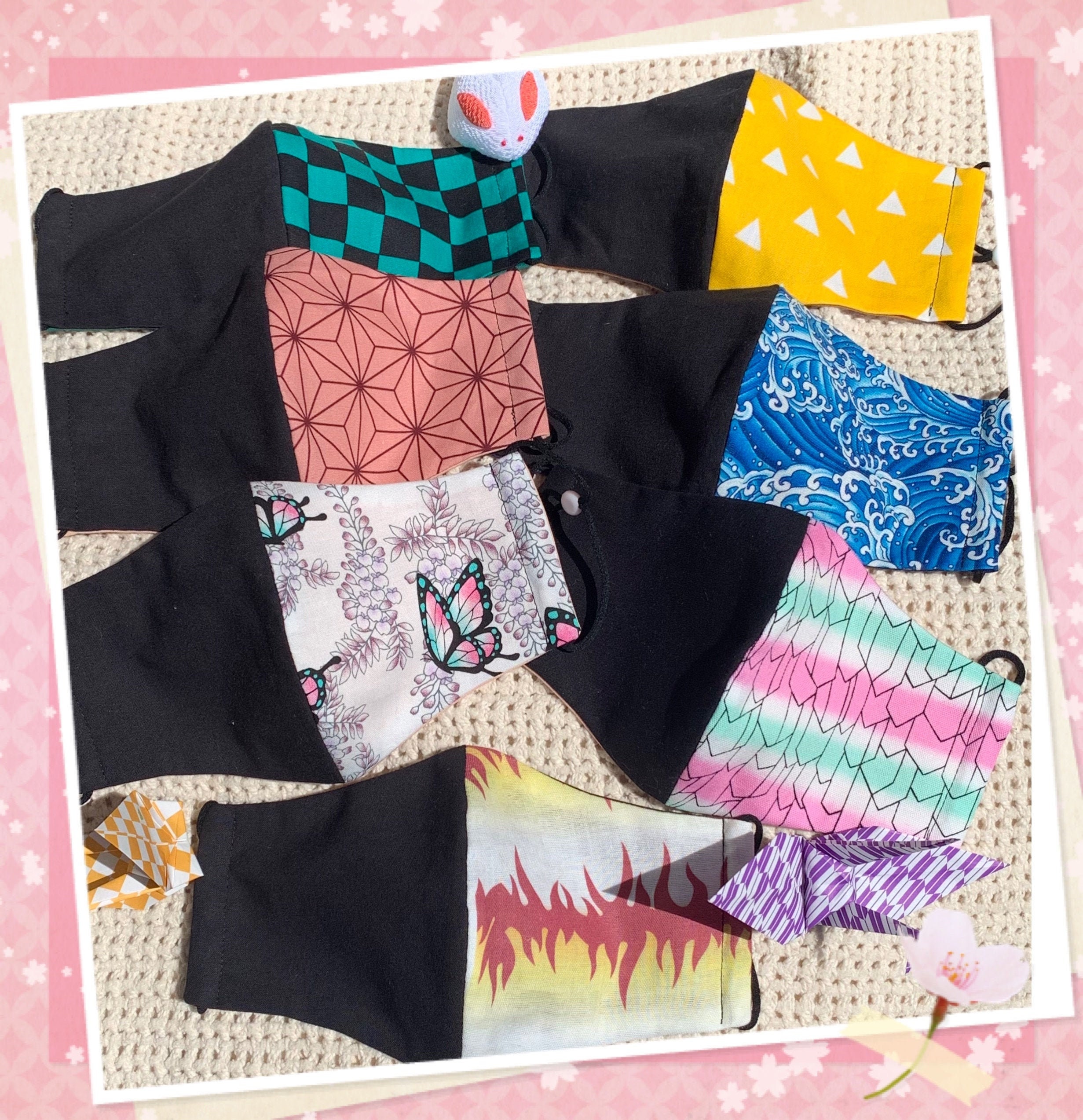 Japanese Anime Kimetsu inspired Kimono masks(Adult & Kids)