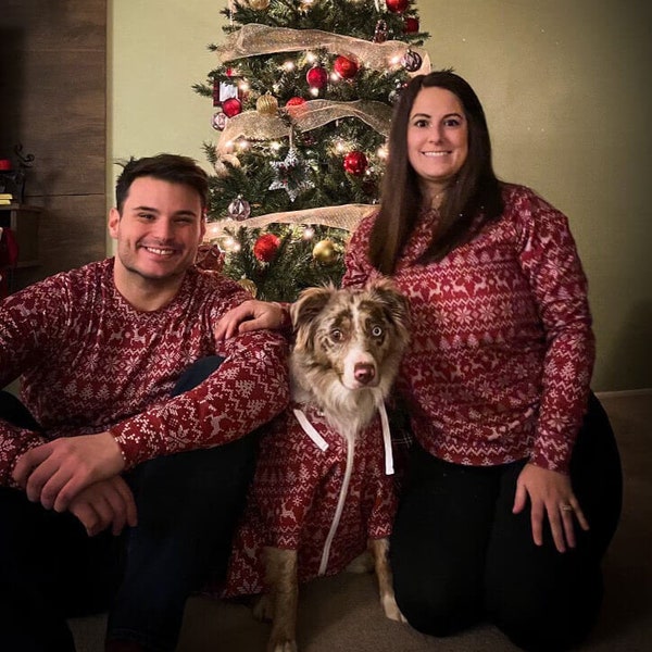 Bijpassende hond en eigenaar lelijke kersttrui - huisdiereigenaar set, hondenliefhebber cadeau, paar matching, huisdier kleding outfit, sweatshirt hoodie