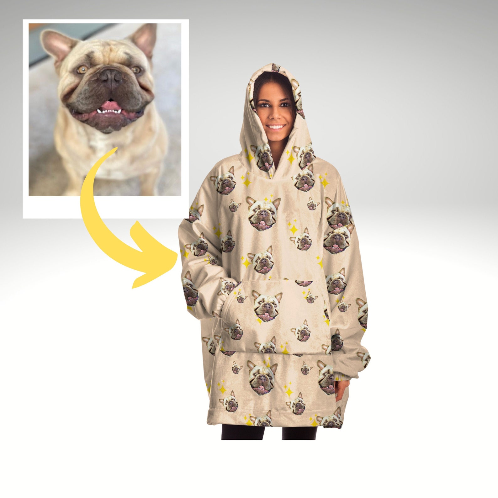 HOODIE BLANKET Custom Hoodie Your Dogs Photo Dog Portrait Etsy