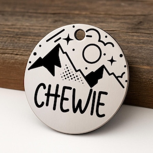 Personalized Mountain Pet ID Tag: Engraved Stainless Steel Dog Cat Tag