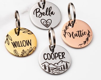 Pet Dog Tag - Dog ID Tag - Personalized Pet Dog ID Tag - Puppy Tag - Dog ID Tag - Dog Tag for Dogs - Silver Rose Gold and Gold Dog Tag