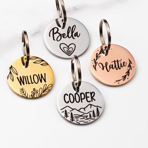 Pet Dog Tag - Dog ID Tag - Personalized Pet Dog ID Tag - Puppy Tag - Dog ID Tag - Dog Tag for Dogs - Silver Rose Gold and Gold Dog Tag