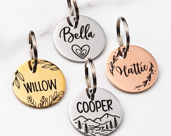 Personalized Stainless Steel Dog Tags – Custom Dog Name Tag, Contact Info Engraved on Back