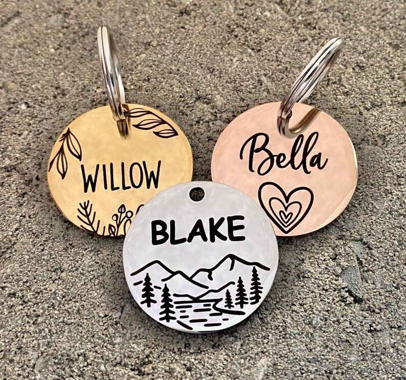 Pet Dog Tag - Dog ID Tag - Personalized Pet Dog ID Tag - Puppy Tag - Dog ID Tag - Dog Tag for Dogs - Silver Rose Gold and Gold Dog Tag 