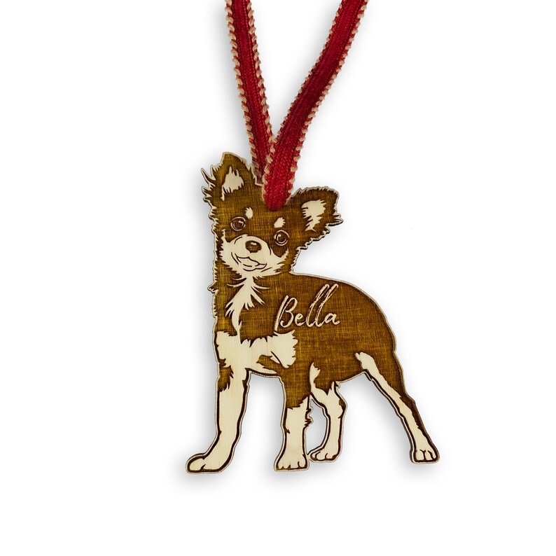 Personalized Long Haired Chihuahua Christmas Ornament Long Etsy