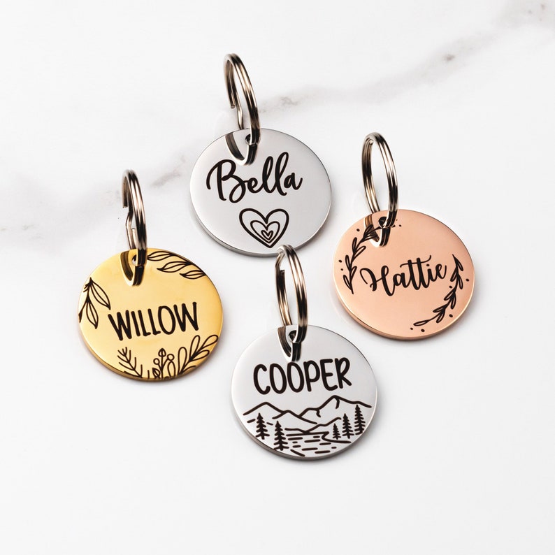 Small Cat Tag Cat ID Tag Small Cat Tag Personalized Engraved Cat Tag Tiny Cat Tag Personalized Cat Collar Tag image 1