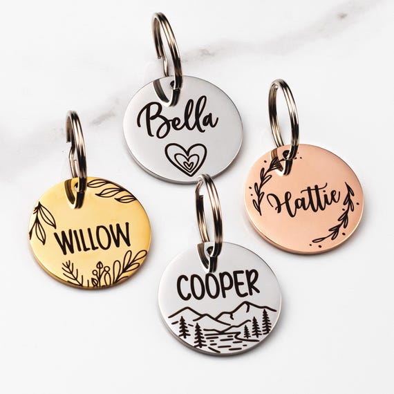 Personalized Stainless Steel Dog Tags – Custom Dog Name Tag, Contact Info Engraved on Back