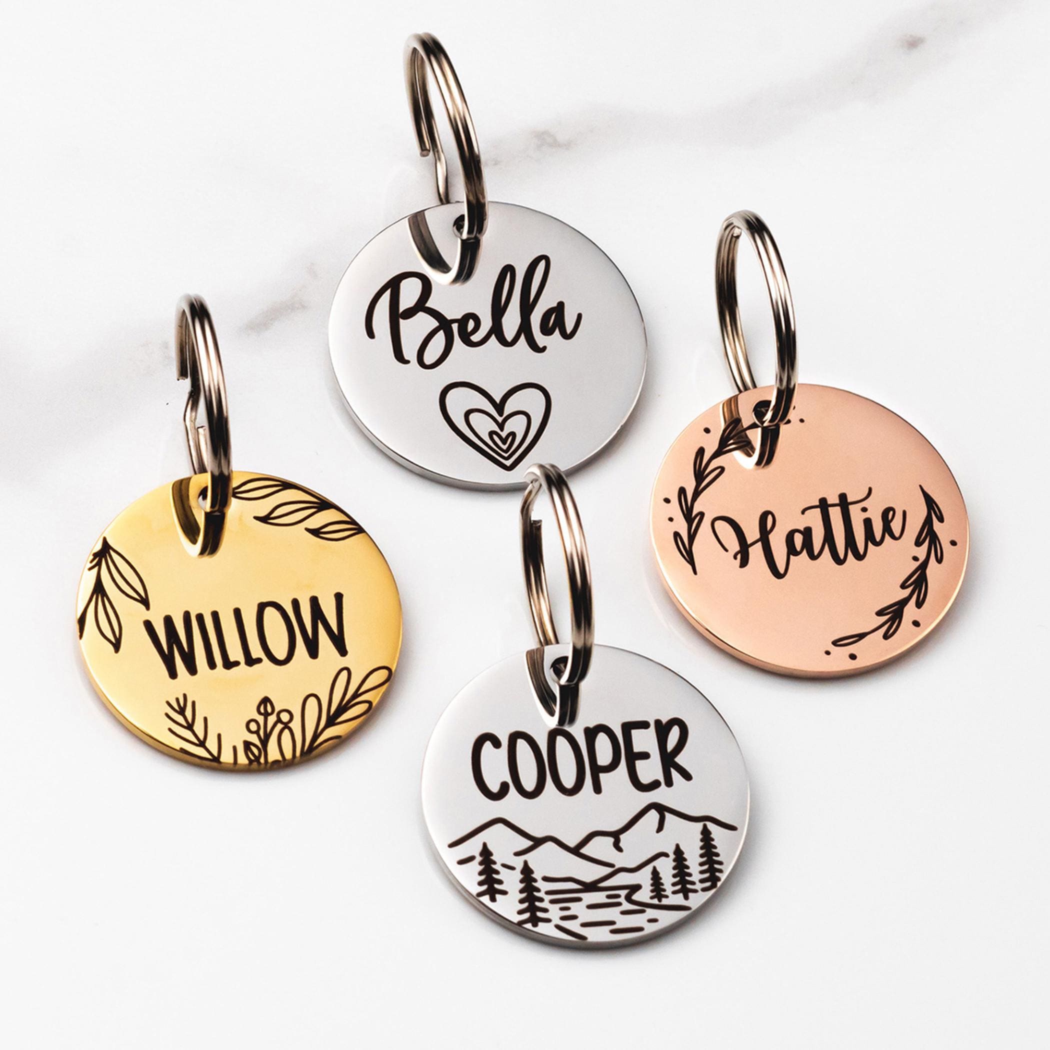 Personalized Stainless Steel Dog Tags – Custom Dog Name Tag, Contact Info Engraved on Back