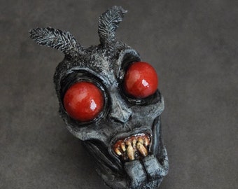 Mothman Cryptid Art Magnet – Handmade Monster Sculpture, Gothic Horror Collectible