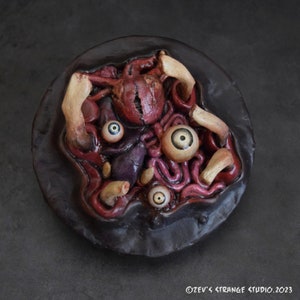Chest Burst! hand sculpted one of a kind artwork, wall hanging, gory bones, blood and guts, dark art