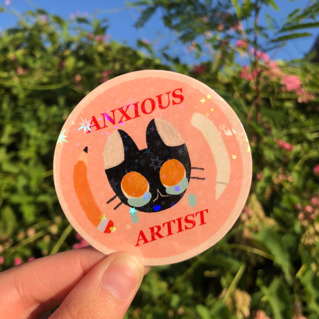 Holographic Cat Sticker for Artist, Gifts for Creatives, Waterproof ...