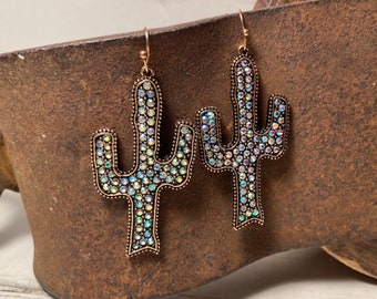 Like a Rhinestone Cowboy Cactus Earring