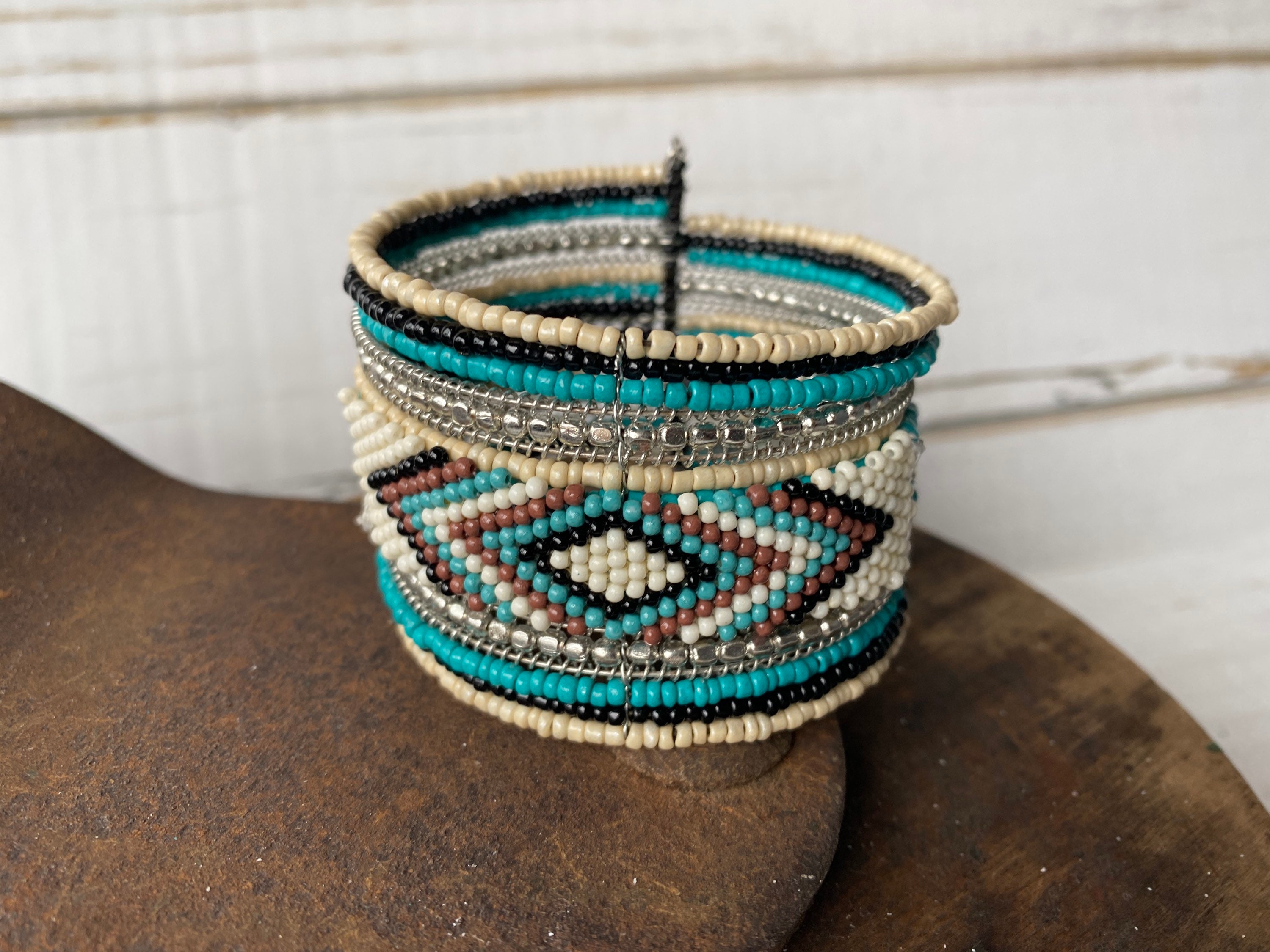 Multi-strand Beaded Navajo Inspired Overlap Bracelet. - Etsy