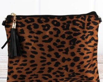 Sassy Leopard print Clutch with Detachable Strap
