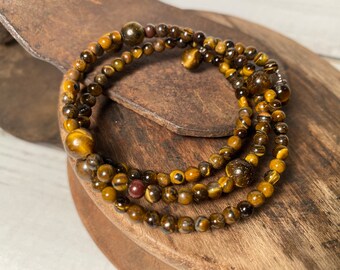 Tigers Eye Accent Wrap Bracelet