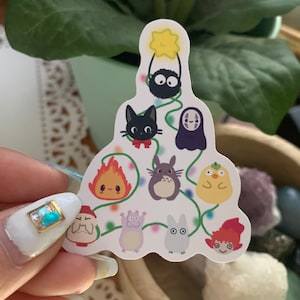 Ghibli Inspired Christmas Tree, Anime Sticker, Hayao Miyazaki Sticker, Japanese Sticker, Holiday Sticker, Journal Sticker, Planner Sticker