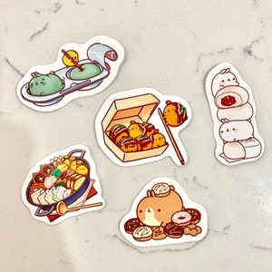 Molang e adesivi alimentari, Hot Pot Molang, Mochi Molang, Takoyaki Molang, Donut Molang, Red Bean Bun Molang, Adesivo pianificatore, Adesivo coniglio