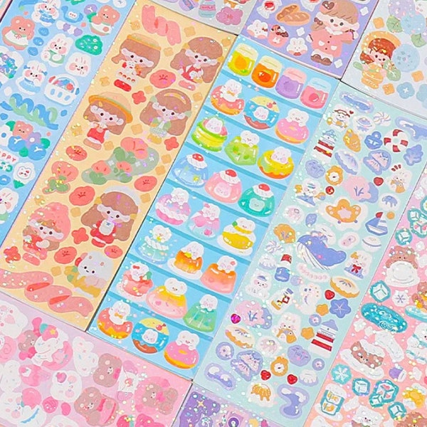 Random Assorted Series Cartoons Sticker Sheet Set Pack Girl Kids Deco Scrapbooking Diary Album Aesthetic Cute Kawaii Handmade Bullet Journal