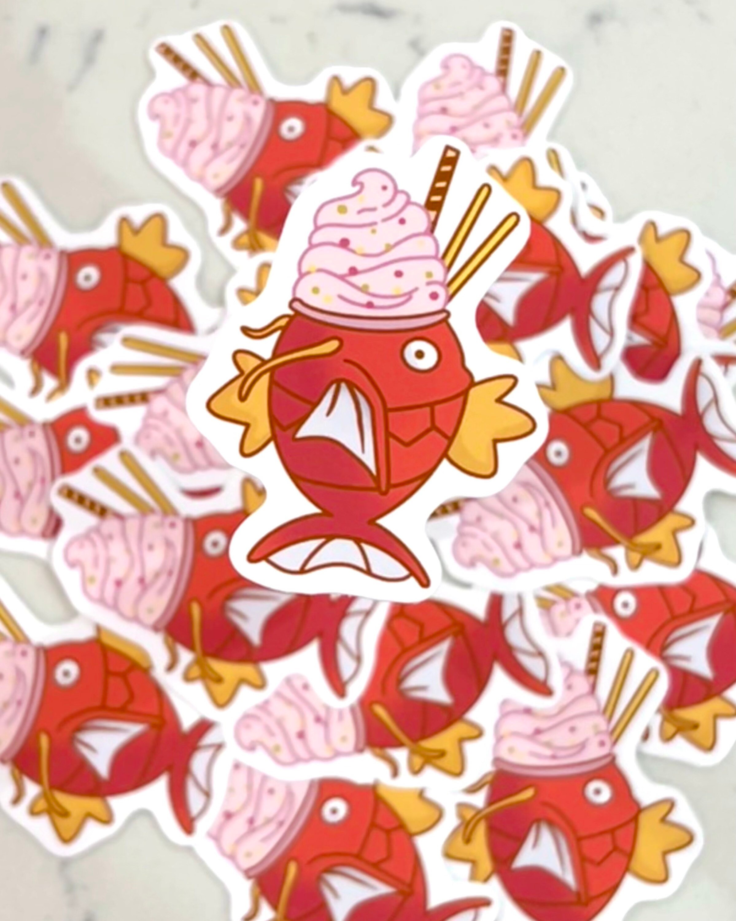 Cute Magikarp Taiyaki Strawberry Ice Cream Sticker Dessert Etsy Finland