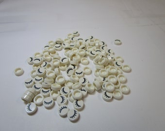 Details about / LEGO® White Tile Round 1 x 1 with Black Eye Closed with Eyelashes Pattern