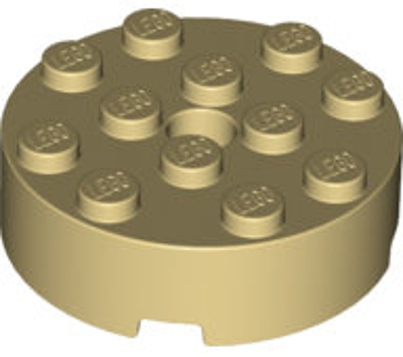 10 Lego Tan Round Bricks 4 x 4 with Hole