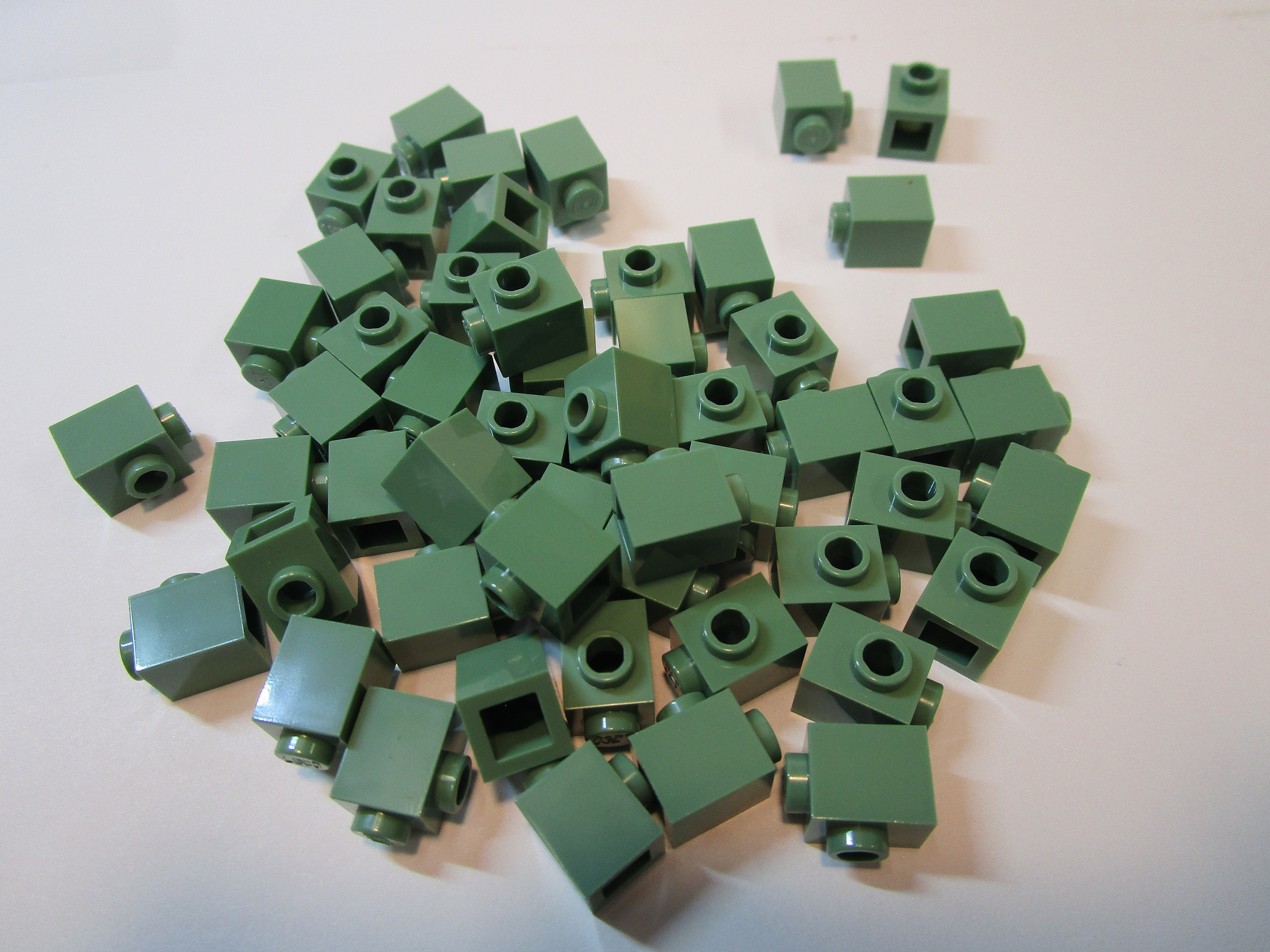 50 Lego Sand Green Brick Modified 1 X 1 With Stud on 1 Side -