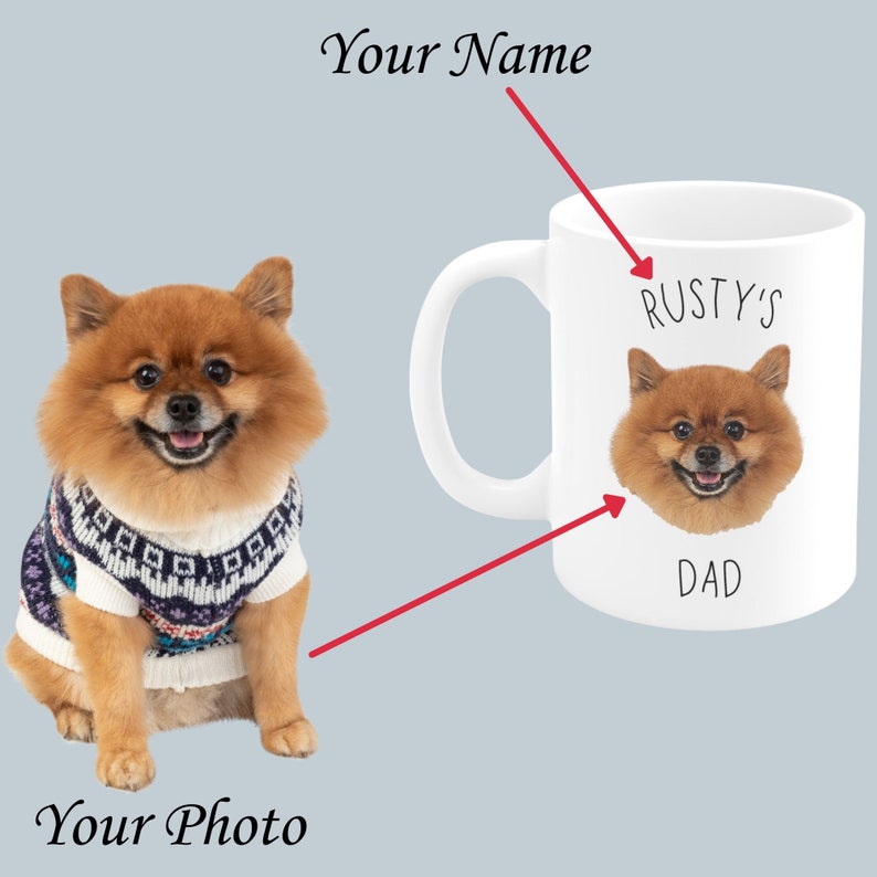 Dog Face Mug / Custom Dog Mug / Personalized Dog Mug / Dog Mom Mug / Dog Dad Mug / Custom Pet Mug / Dog Lovers Gift image 2