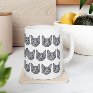 Cat Face Mug / Cat Photo Mug / Custom Cat Mug / Personalized Cat Mug / Cat Mom Mug / Cat Dad Mug / Custom Pet Photo / Cat Face Pattern Mugs
