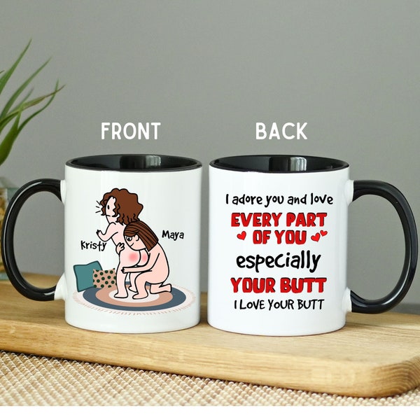 Female Couple Anniversary Gift / Custom Anniversary Butt Mug / Mug Gift For Lesbian / Lesbian Wife Gift / Lesbian Gifts Couples / Funny Mug