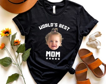 Camiseta personalizada con cara de bebé para mamá, camiseta con foto personalizada