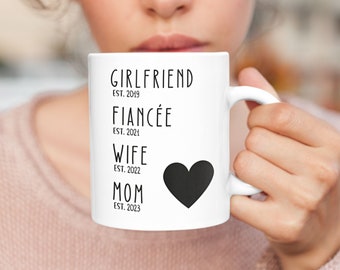 Pregnancy Reveal Mug: Girlfriend to Mom Gift, First Mothers Day