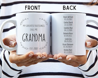 Personalized Grandma Coffee Mug: 'My Greatest Blessings' - Custom Grandkids Names