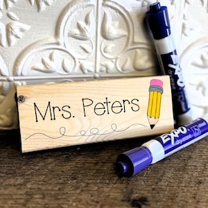 Conjunto de presente de borracha personalizada para professor: borracha para quadro-negro de madeira gravada