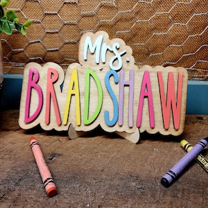 Custom Teacher Name Plaque & Stand | Thanks Teacher Gift | Teacher Desk Sign | Personalized Educator Appreciation | End of Year Present