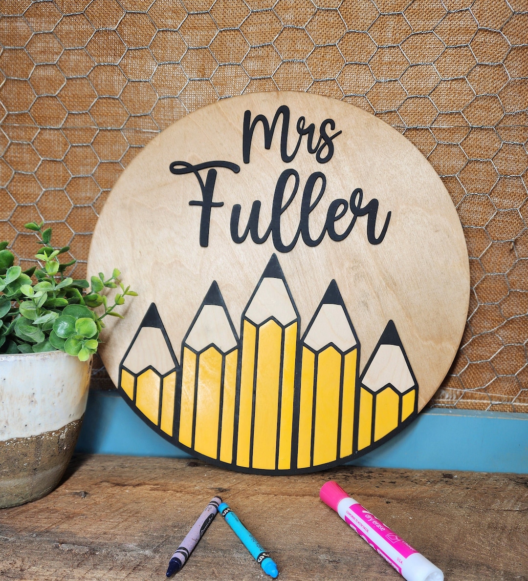 Wooden Teacher Door Hanger - Pencils, Teacher Appreciation Gift ...