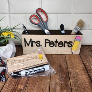 Personalized Pencil Desk Organizer Caddy and Matching Eraser Gift Set. Teacher Appreciation Gift Set Bundle - Teacher Appreciation Gift 2025