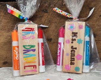 Personalized Teacher Whiteboard/Chalkboard Eraser Gift Set, Hand Painted,  Thank You Gift, Chalkboard Eraser, Teacher Appreciation Gifts.
