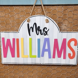 Personalized Teacher Door or Wall Sign, Classroom Sign, 3D Teacher Name Sign, Hand Painted